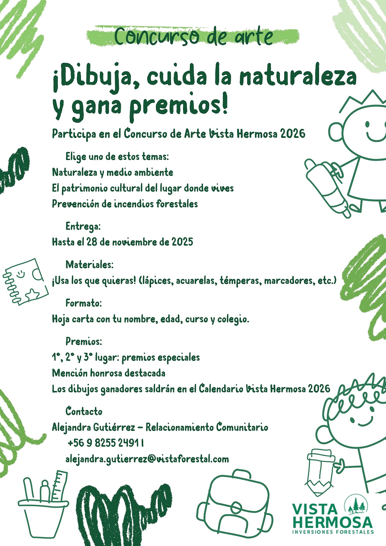 VISTA HERMOSA INVITA A ESTUDIANTES DE MALLECO Y OSORNO A PARTICIPAR EN CONCURSO DE ARTE ESCOLAR 2025