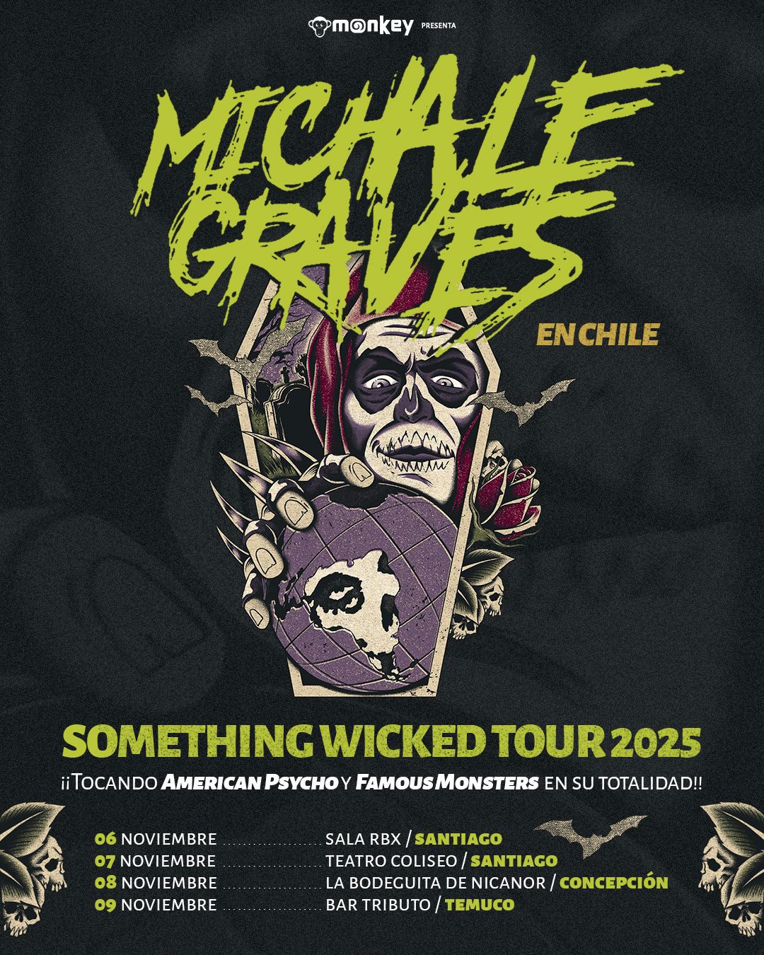 MICHALE GRAVES REVIVE LOS DISCOS MÁS ICÓNICOS DE THE MISFITS EN SU GIRA POR CHILE: TEMUCO CONFIRMA FECHA