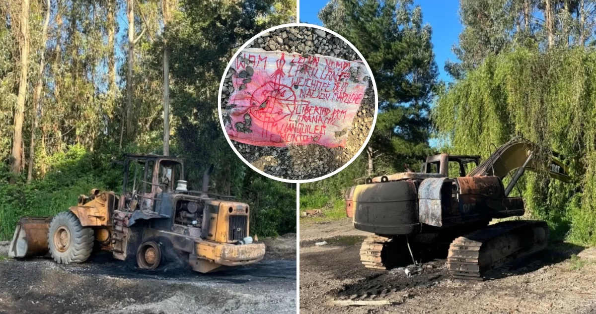 QUEMAN MAQUINARIA PESADA EN NUEVO ATAQUE INCENDIARIO EN CARAHUE: SE ENCONTRÓ LIENZO FIRMADO POR LA WAM