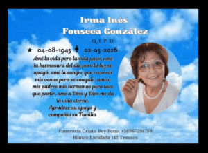 Comunicamos el sensible fallecimiento de la Sra. IRMA INÉS FONSECA GONZÁLEZ (Q.E.P.D.)