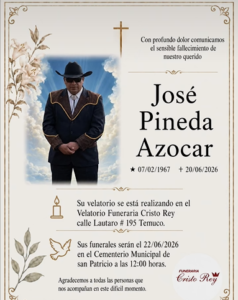 Comunicamos el sensible fallecimiento de Don JOSÉ PINEDA AZOCAR (Q.E.P.D.)