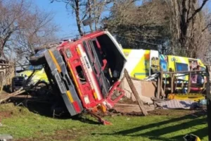 Prueba respiratoria arrojó consumo de alcohol en conductor de carro de Bomberos accidentado en Teodoro Schmidt.