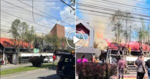 Incendio destruye parte importante del restaurante Nuria y afecta a radio local en la comuna de Villarrica.