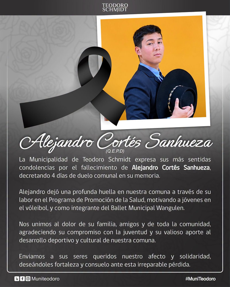 Comunicamos el sensible fallecimiento de Don Alejandro Cortés Sanhueza (Q.E.P.D.)